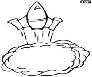 A space rocket in a mission coloring page