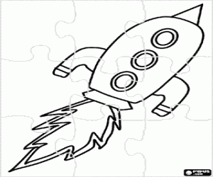Space rocket puzzle coloring page