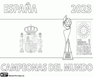 Spain, women world champions 2023 coloring page