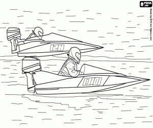 Speedboat racing, a motorsport coloring page