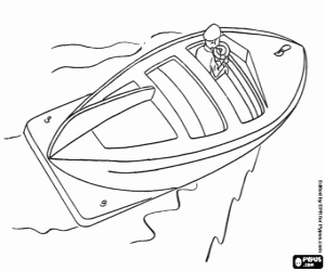 The speedboat with a sailor coloring page