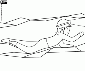 A speleologist in a narrow cave coloring page