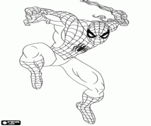 Spider Man in action coloring page