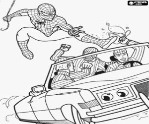 Spiderman against the burglars coloring page