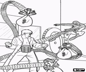 Spiderman and Doctor Octopus fight coloring page