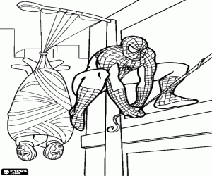 Spiderman and two villains coloring page