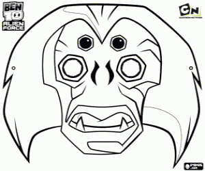 Spidermonkey mask, Ben10 AlienForce coloring page