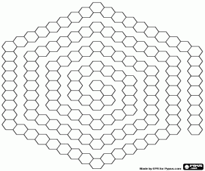 A spiral chain of hexagons coloring page