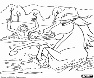 Spirit and Little Creek on the river coloring page