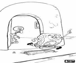 SpongeBob in hurry coloring page