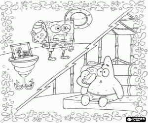 SpongeBob, Patrick and the phones coloring page