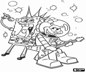 SpongeBob and Sandy Cheeks concert coloring page