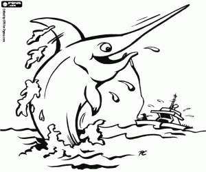 Sport fishing on open sea coloring page