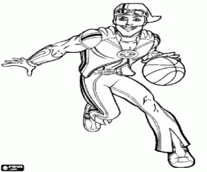 Sportacus playing basketball coloring page
