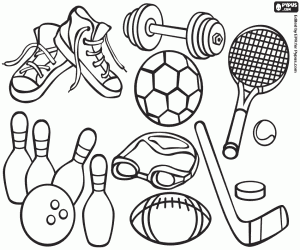 Sports equipment coloring page