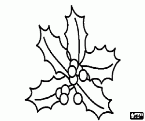 Sprig of holly with red berries coloring page
