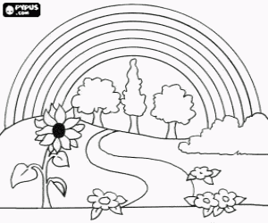 A spring landscape coloring page