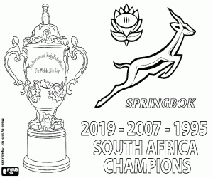 Springboks, three-time world champion coloring page
