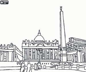 Square and basilica of Saint Peter coloring page