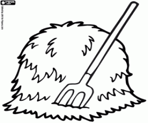 Stacked hay coloring page