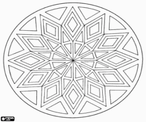 Star in a circular mandala coloring page