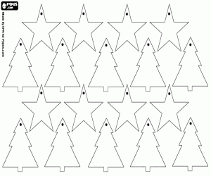 Stars and fir trees to decorate coloring page