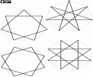 Stars with seven and eight points coloring page