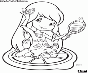 Stawberry's friend with a mirror coloring page