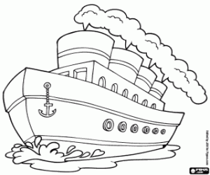 Steam boat coloring page