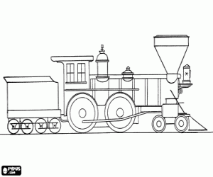 Steam locomotive and the coal coloring page