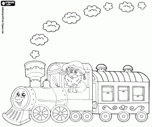 The steam train of Santa Claus coloring page