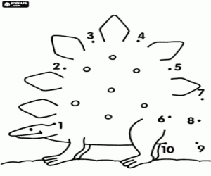 A Stegosaurus, dot to dot coloring page