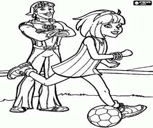 Stephanie and football, LazyTown coloring page