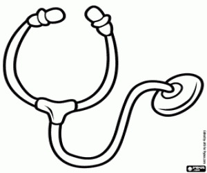 Stethoscope, medical instrument coloring page