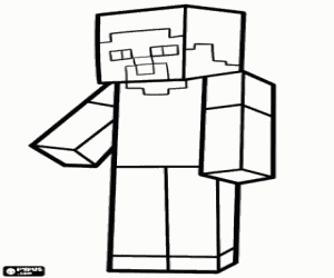 Steve, the character of Minecraft coloring page