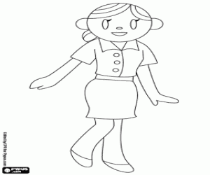 A stewardess in a break coloring page