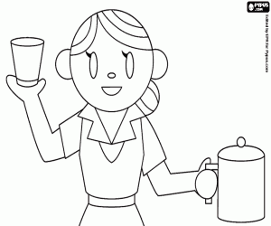 Stewardess with drink for the passage coloring page