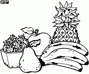 Still life with assorted fruits coloring page