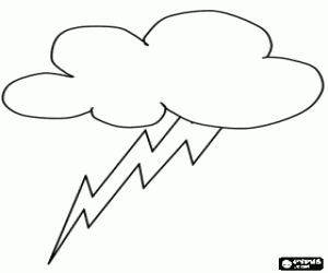 A storm cloud with lightning coloring page
