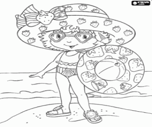 Strawberry Shortcake on the beach coloring page