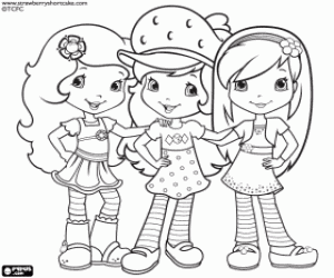 Strawberry Shortcake with friends coloring page