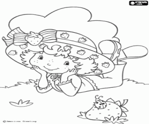 Strawberry Shortcake on the grass coloring page