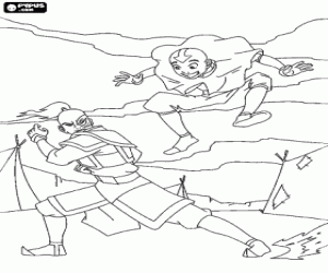 The struggle of Aang and Zuko coloring page