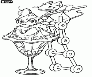 Stuart Little and the ice cream cup coloring page