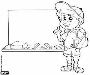 The student and the blackboard coloring page