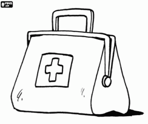 The suitcase of the doctor coloring page