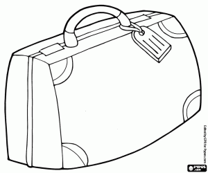 The suitcase ready for the travel coloring page