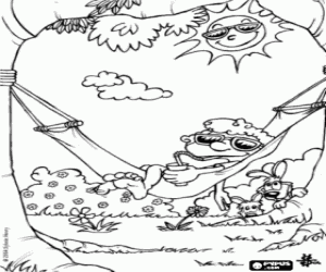 A summer rest in a hammock coloring page