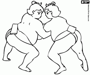 A Sumo combat coloring page