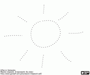 A sun, dotted line coloring page